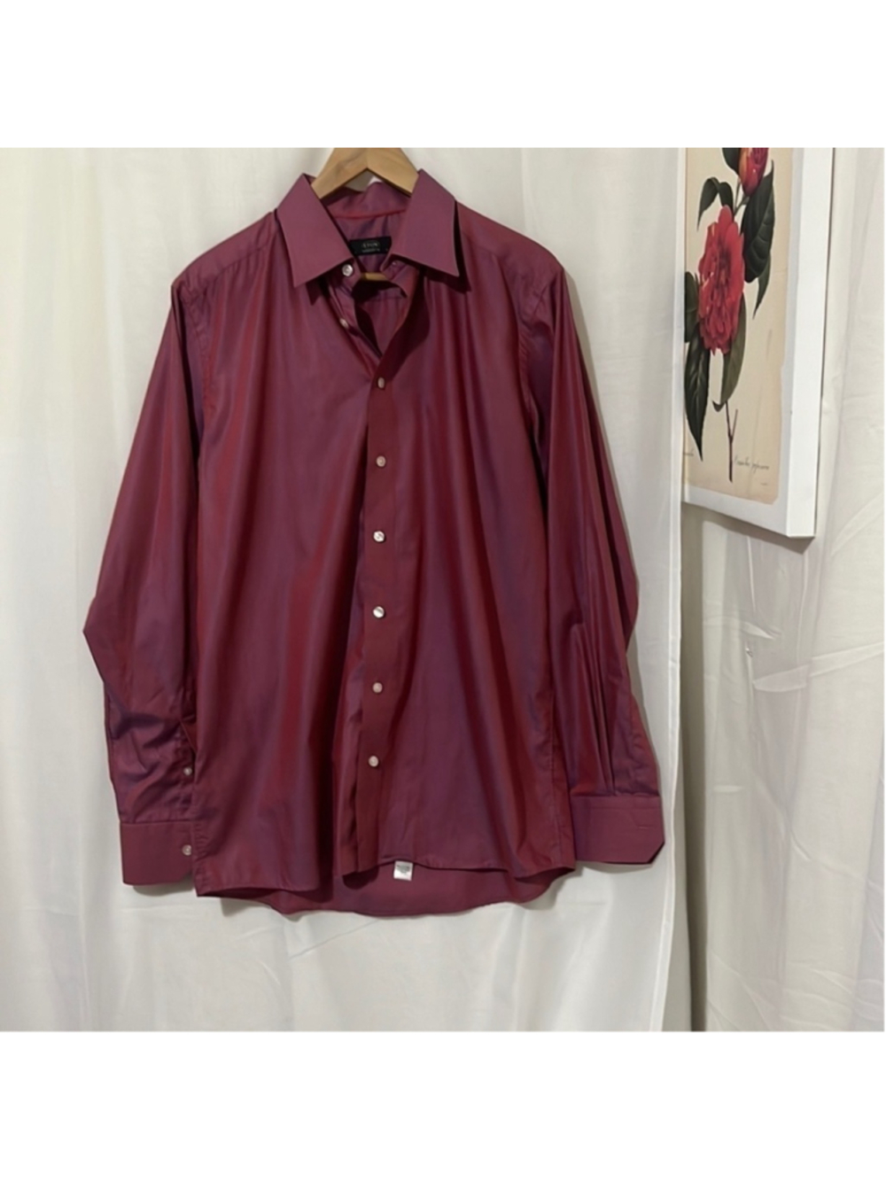 Eden 100% Cotton Red Metallic Button Down Shirt